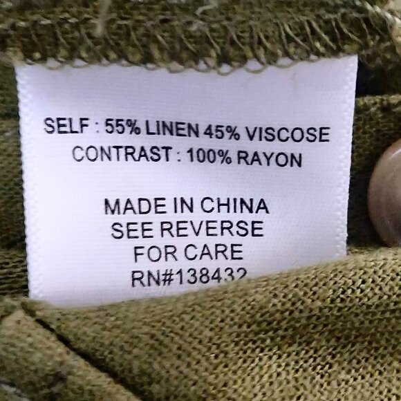 Modcloth Womens Size M Green Linen Viscose Roll Tab Sleeves Tie Belt Jumpsuit - Picture 9 of 10